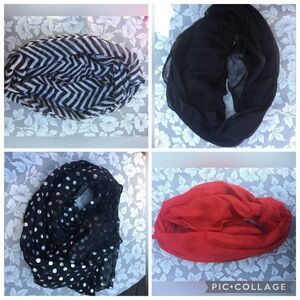 Stylish Women's Scarf Collection - Black, Red, and Patterned